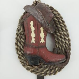 Western Cowboy Boot Hat & A Saddle Wall Decor Hook Hanger